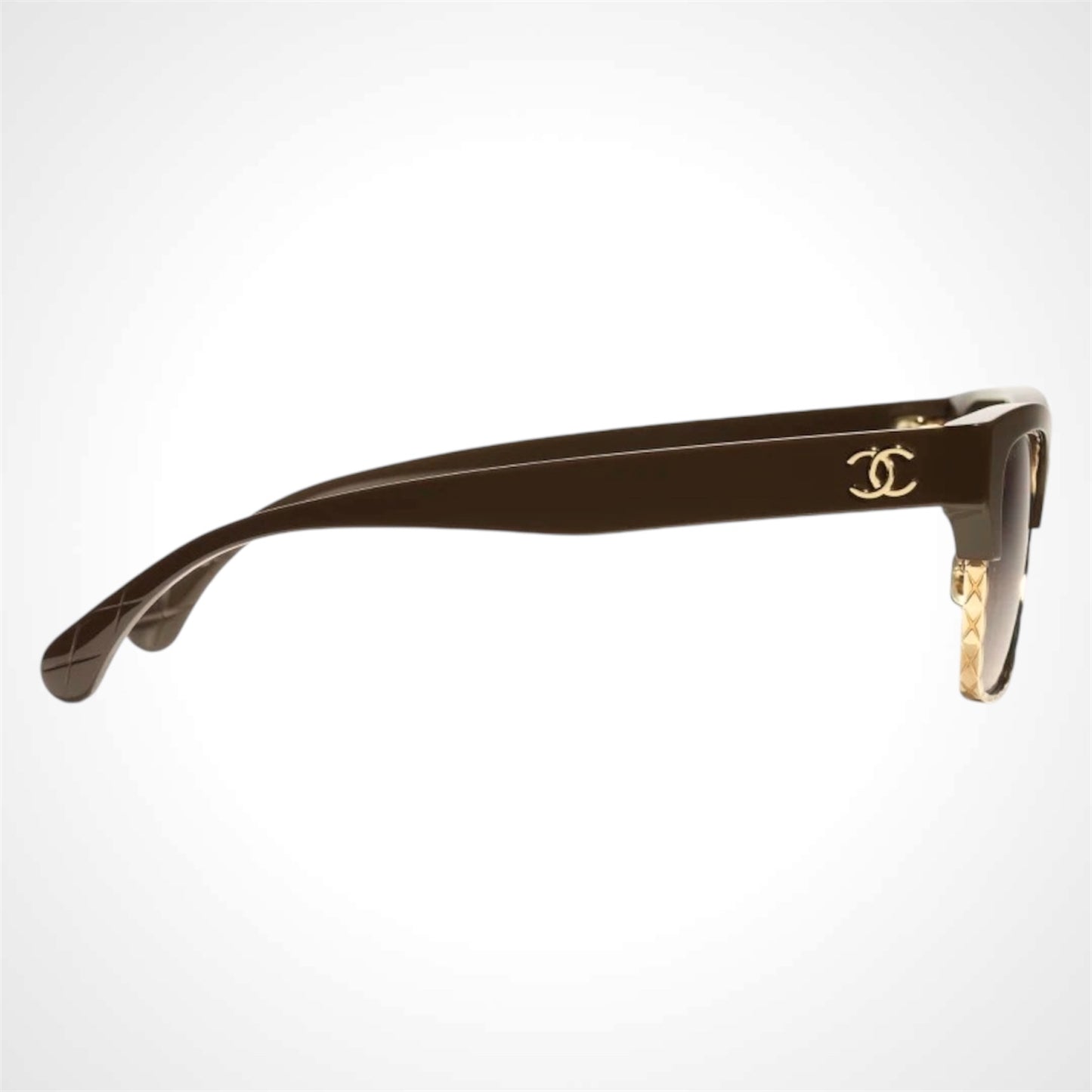 Chanel CH5558 1460/S8 sunglasses brown gold cat eye quilted CC logo 