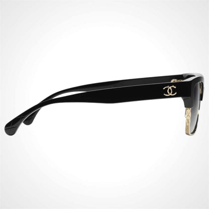 Chanel sunglasses CH5558 C622/S6 black gold metal cat eye side view for women