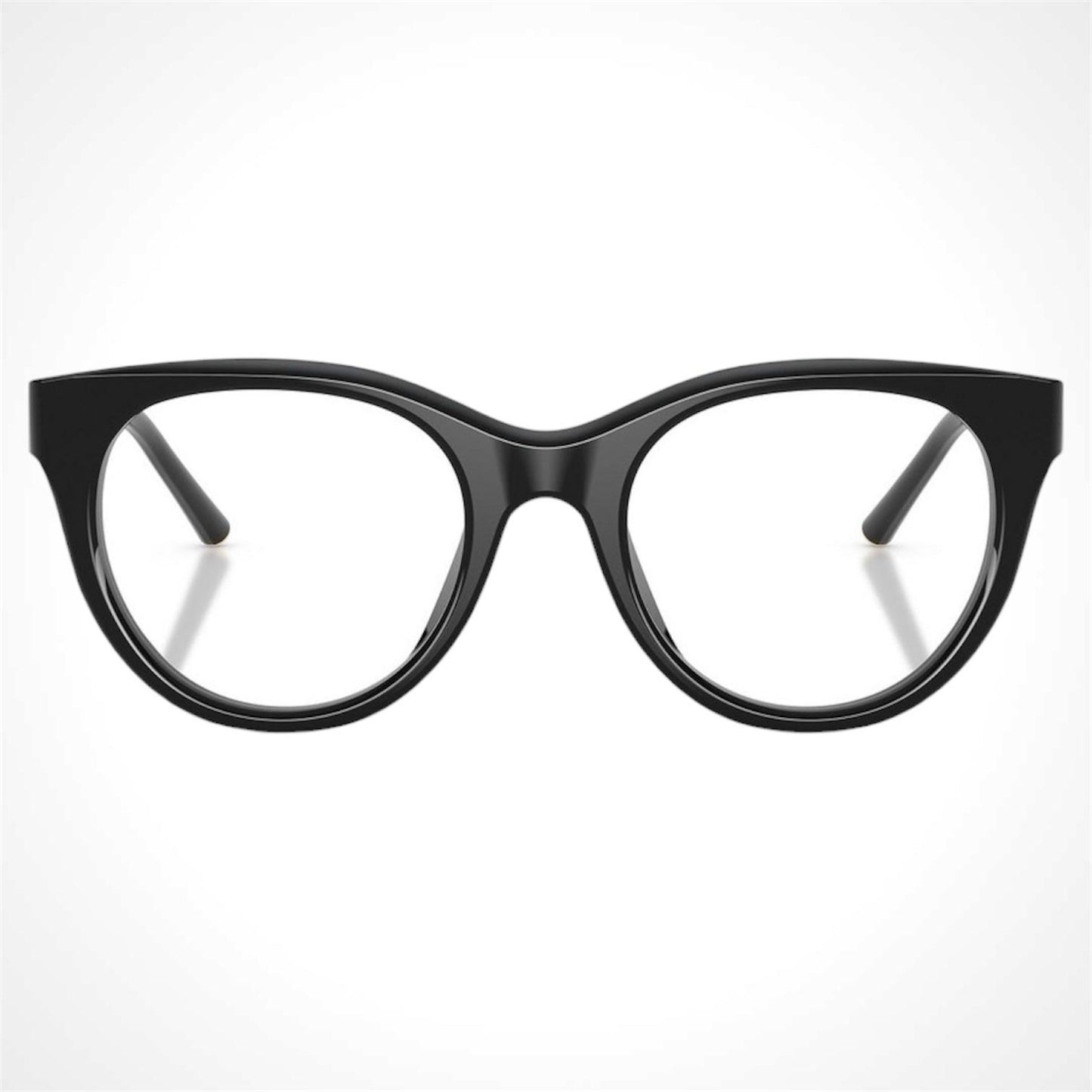 Dolce & Gabbana 0DG3433 501 black pantos acetate eyeglasses with gold logo front view.