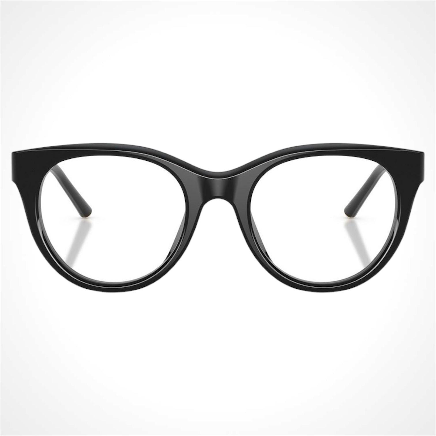 Dolce & Gabbana 0DG3433 501 black pantos acetate eyeglasses with gold logo front view.
