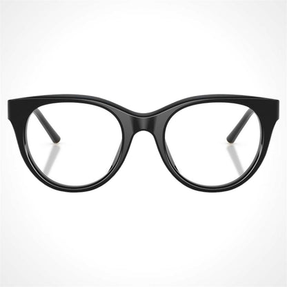 Dolce & Gabbana 0DG3433 501 black pantos acetate eyeglasses with gold logo front view.