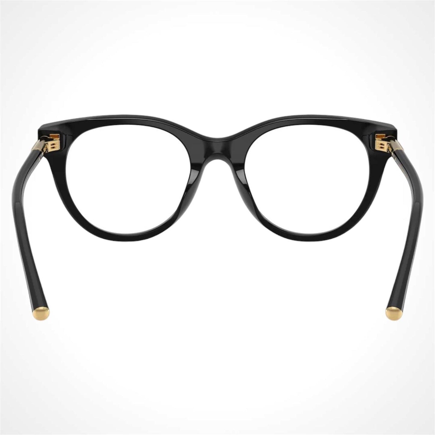 Dolce & Gabbana DG3433 501 black pantos acetate eyeglasses with gold logo back view.