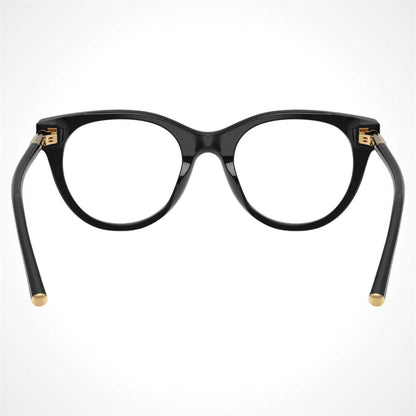 Dolce & Gabbana DG3433 501 black pantos acetate eyeglasses with gold logo back view.