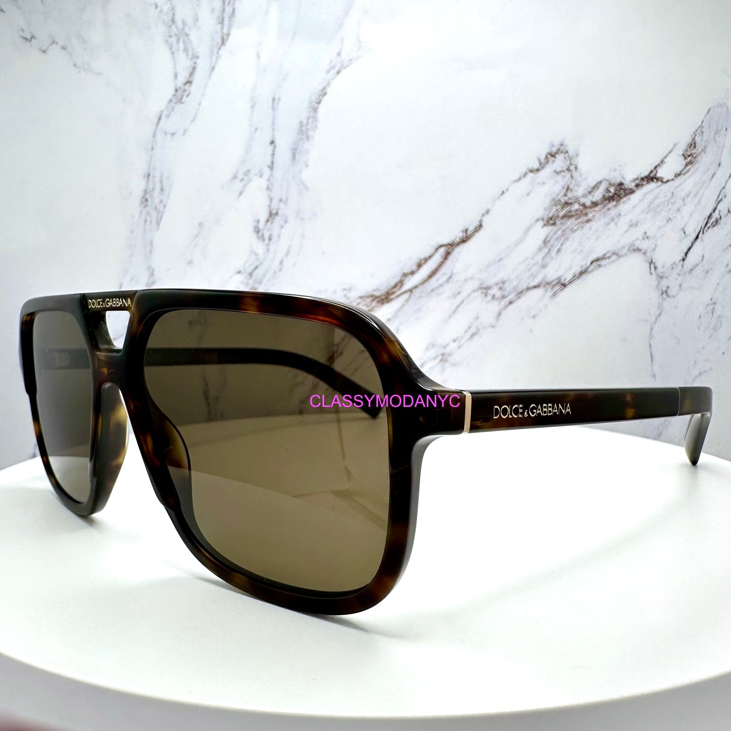 DG4354 502/73 Dolce & Gabbana Brown Aviator side view with logo 