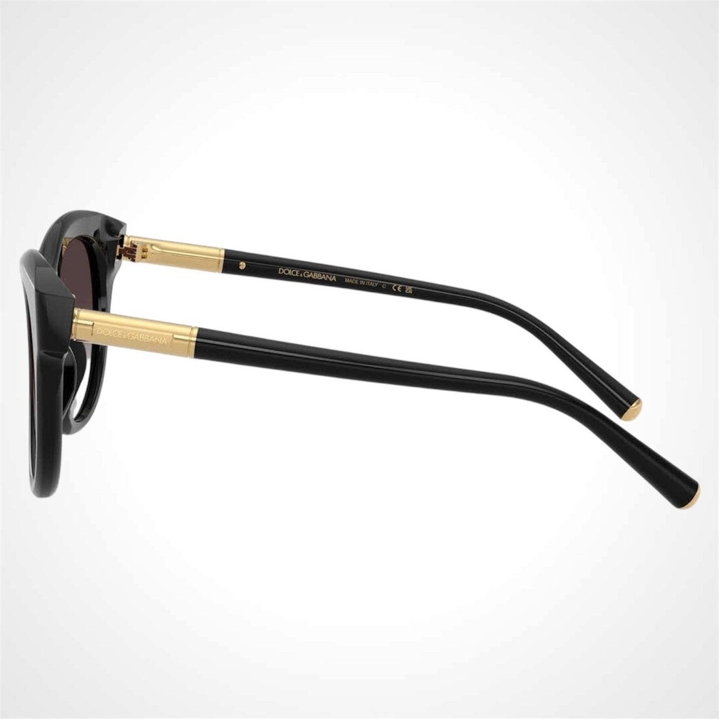 Dolce & Gabbana 0DG4518 501/8G black round grey lens gold logo women's eyeglasses side view