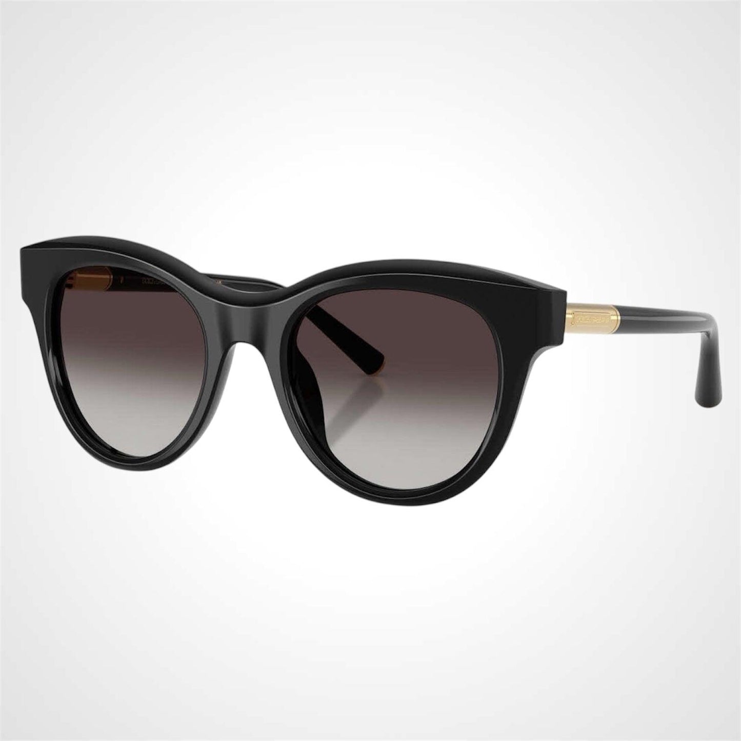 Dolce & Gabbana DG4518 501/8G black round grey lens gold logo women's eyeglasses side view