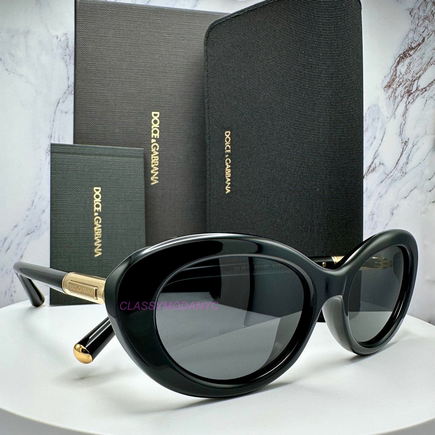 DG4519 501/87 Dolce & Gabbana Sunglasses black cat eye gold metal logo 