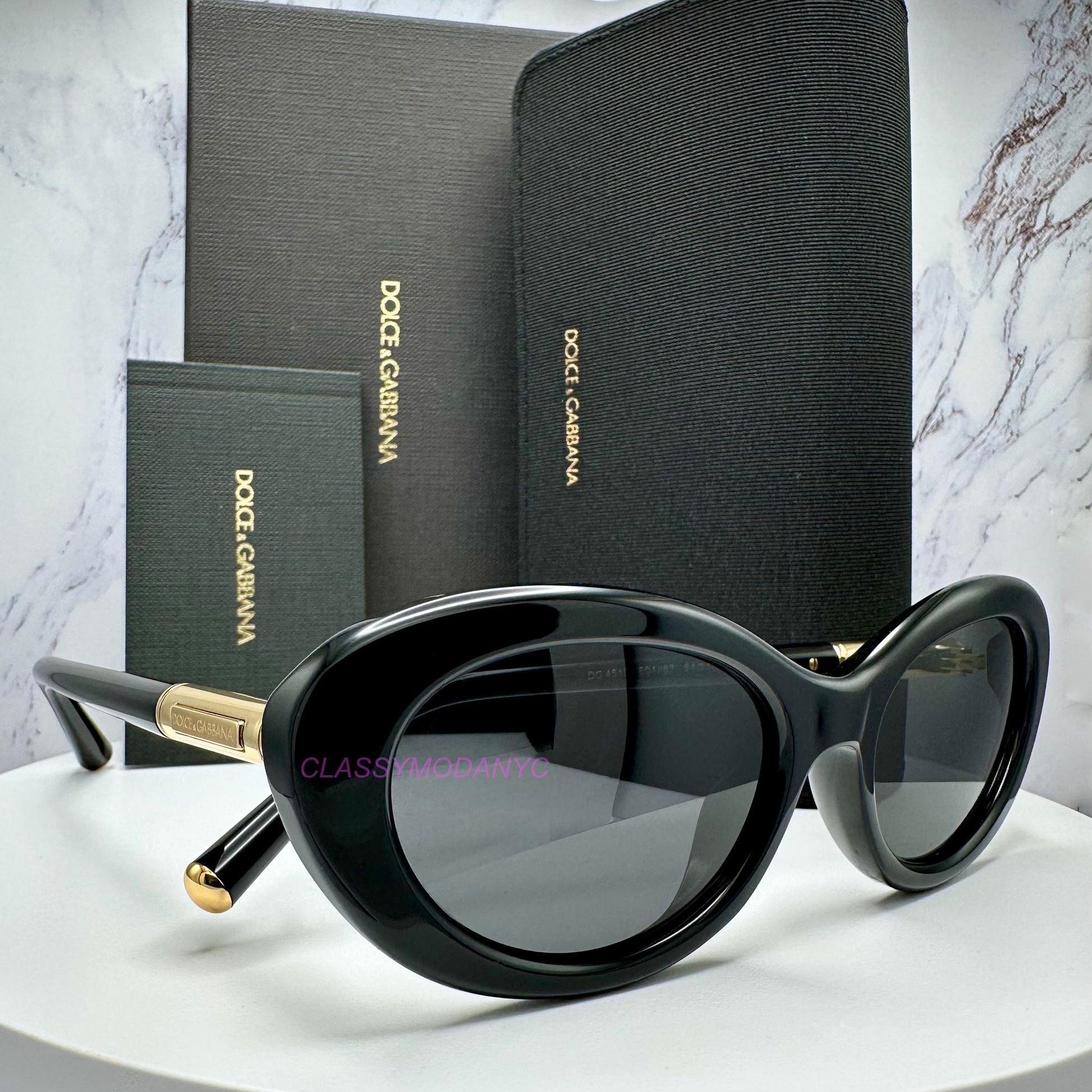 DG4519 501/87 Dolce & Gabbana Sunglasses black cat eye gold metal logo 