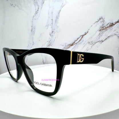 Dolce & Gabbana DG3430 501 black eyeglasses gold logo 