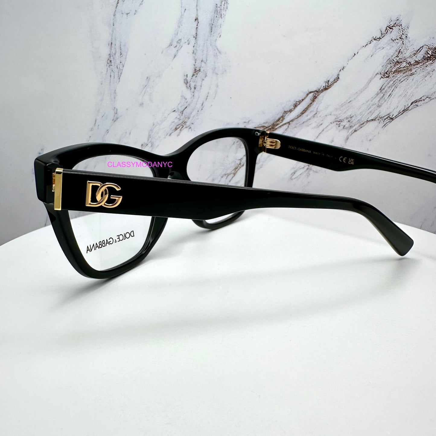 Dolce & Gabbana DG3430 501 black eyeglasses gold metal logo 