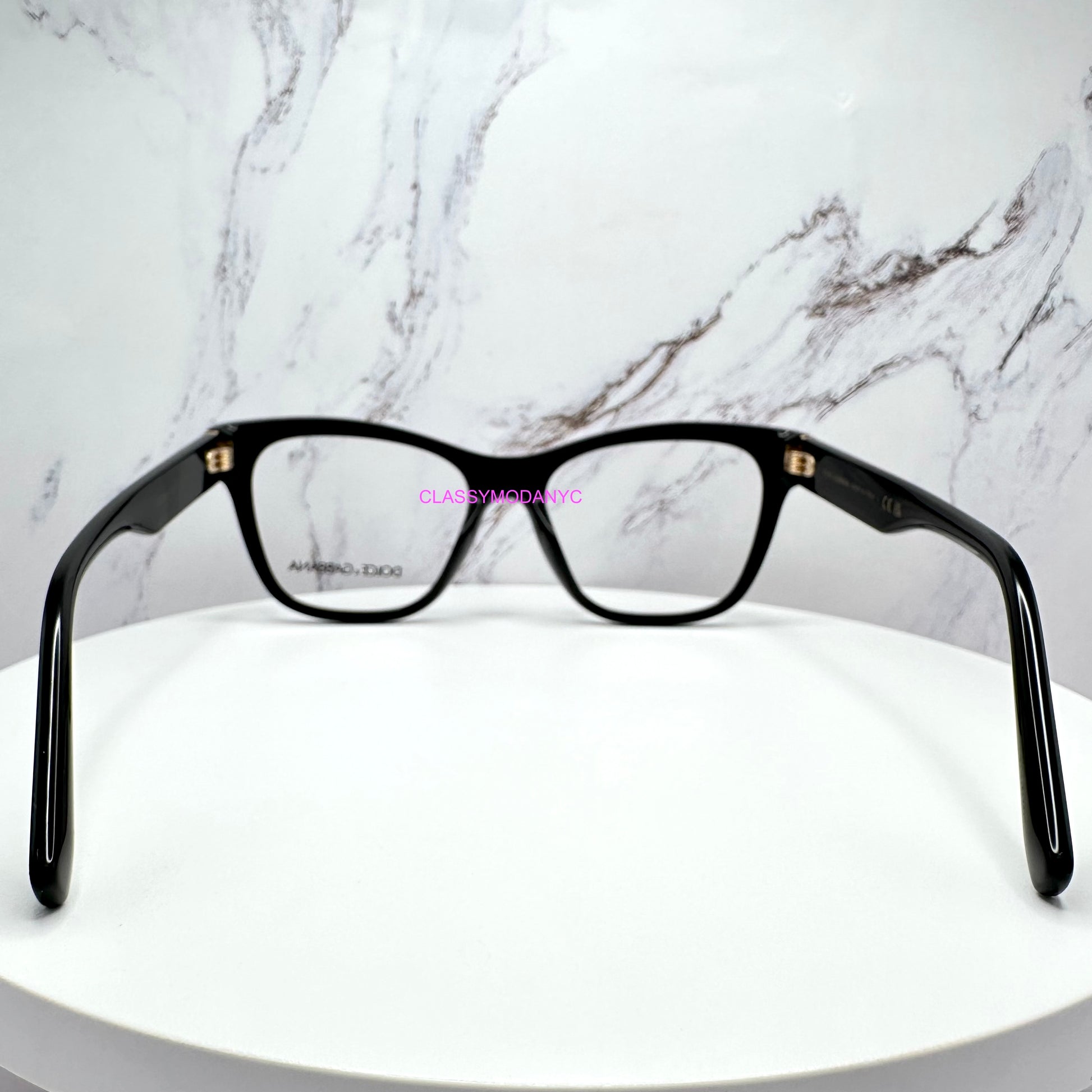 Dolce & Gabbana DG3430 501 black eyeglasses gold metal logo 