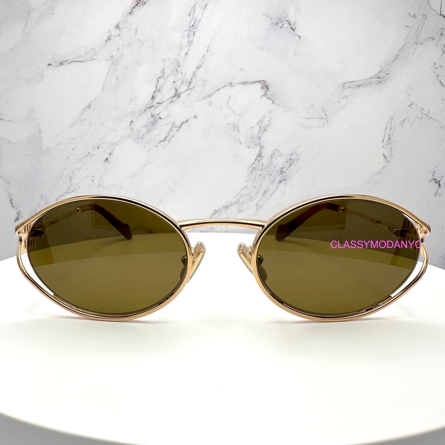 MU 52YS 70E1T Miu Miu Sunglasses Brass Gold Dark Brown Lens UOC 8056597886932