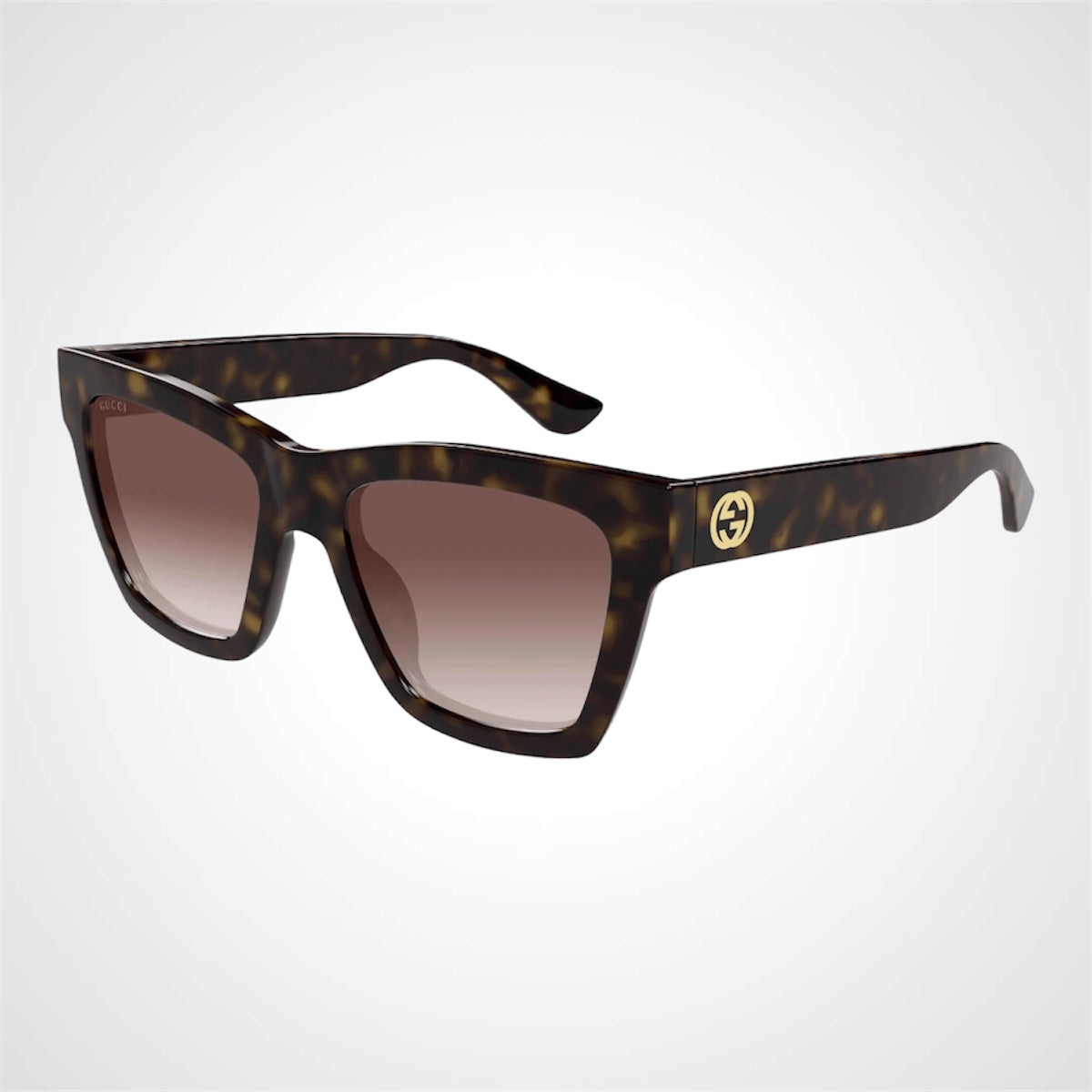 GG1714S 002 brown tortoise square sunglasses front frame gold interlocking GG logo unisex