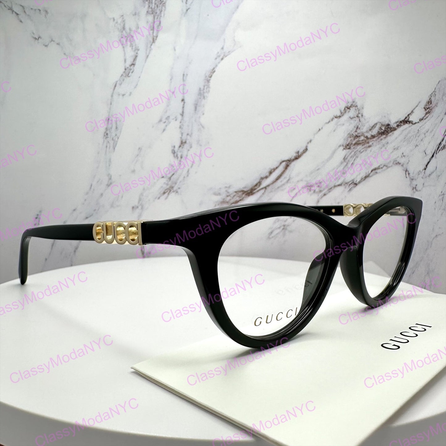 GG20340 001 Gucci Eyeglasses black frame side view 