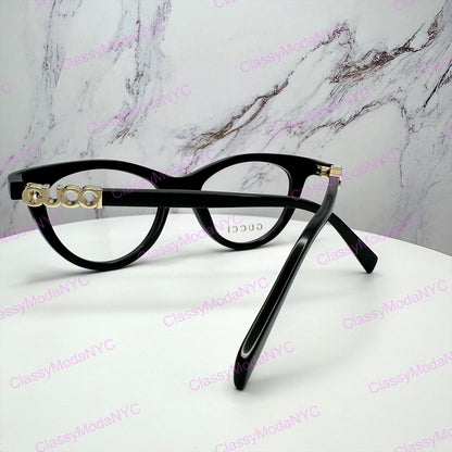 GG20340 001 Gucci Eyeglasses black gold glasses back view 