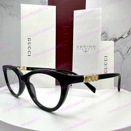 GG20340 001 Gucci Eyeglasses black gold glasses with case 