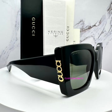 GG2039S 001 Gucci Sunglasses back view with gold logo for women oversized 