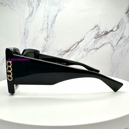 GG2039S 001 Gucci Sunglasses side view with gold logo for women 