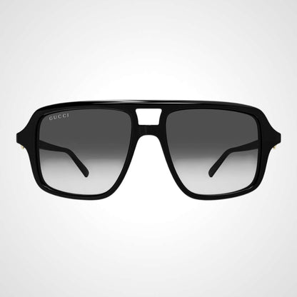 GG2052S 001 navigator horsebit Gucci black sunglasses front view 