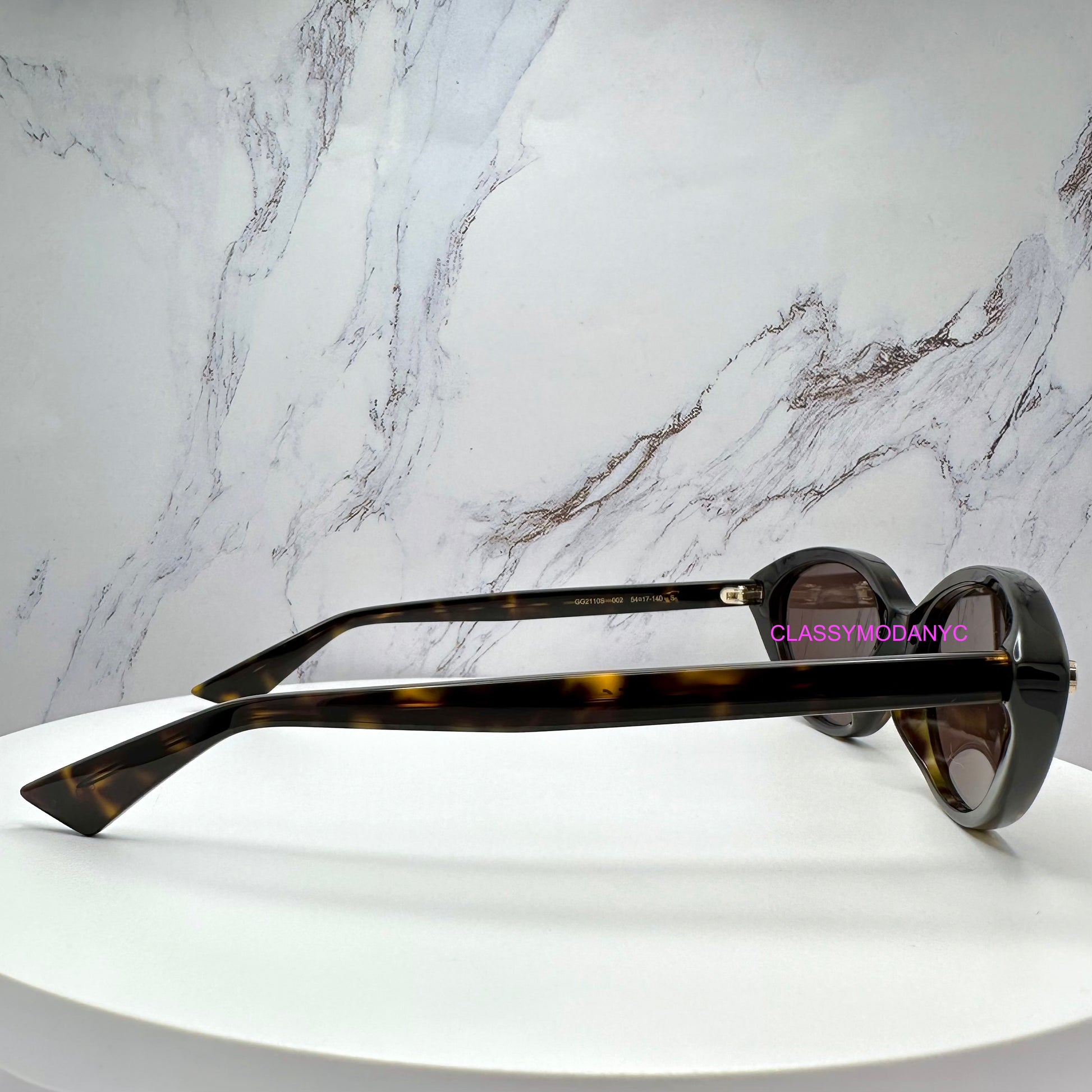 GG2110S 002 Gucci sunglasses side view brown tortoise women's cat eye