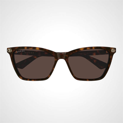 GG2111S 002 Gucci sunglasses brown tortoise shell square cat eye front view 