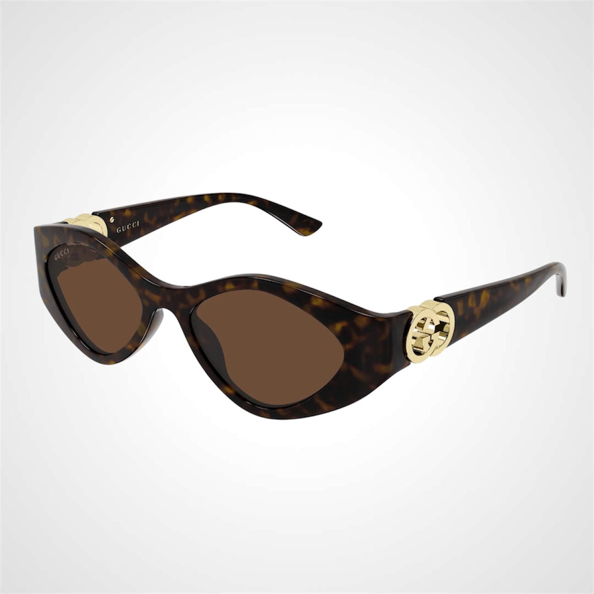 GG2121S 003 women's brown havana tortoise shell oval sunglasses side view 