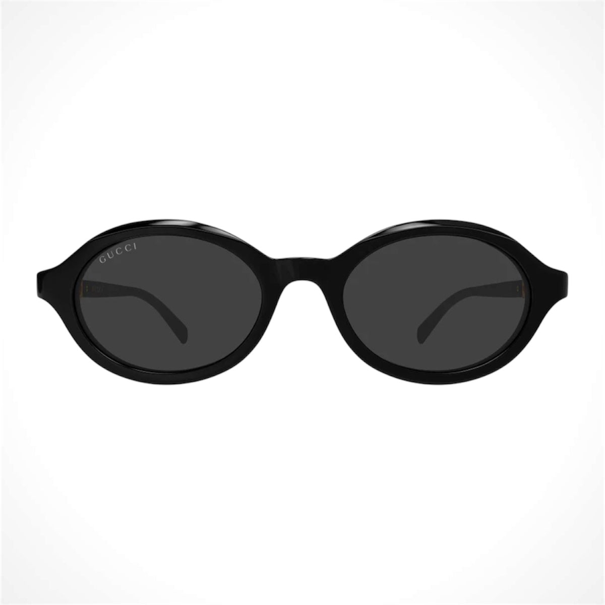 GG2153S 001 Gucci Sunglasses black round gold logo women's front view 