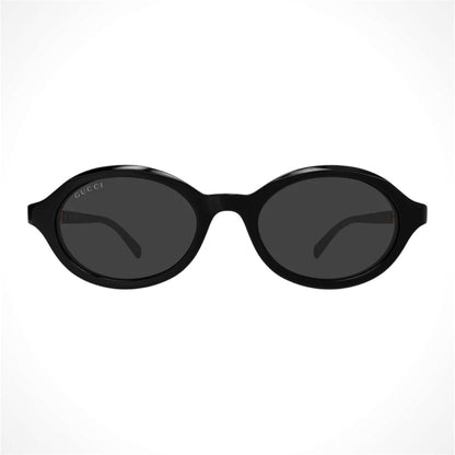 GG2153S 001 Gucci Sunglasses black round gold logo women's front view 