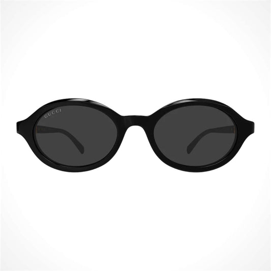 GG2153S 001 Gucci Sunglasses black round gold logo women's front view 