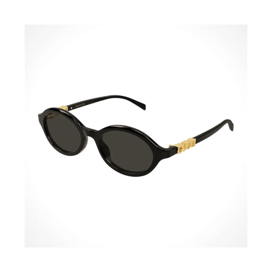 GG2153S 001 Gucci Sunglasses black round gold logo women's side view 
