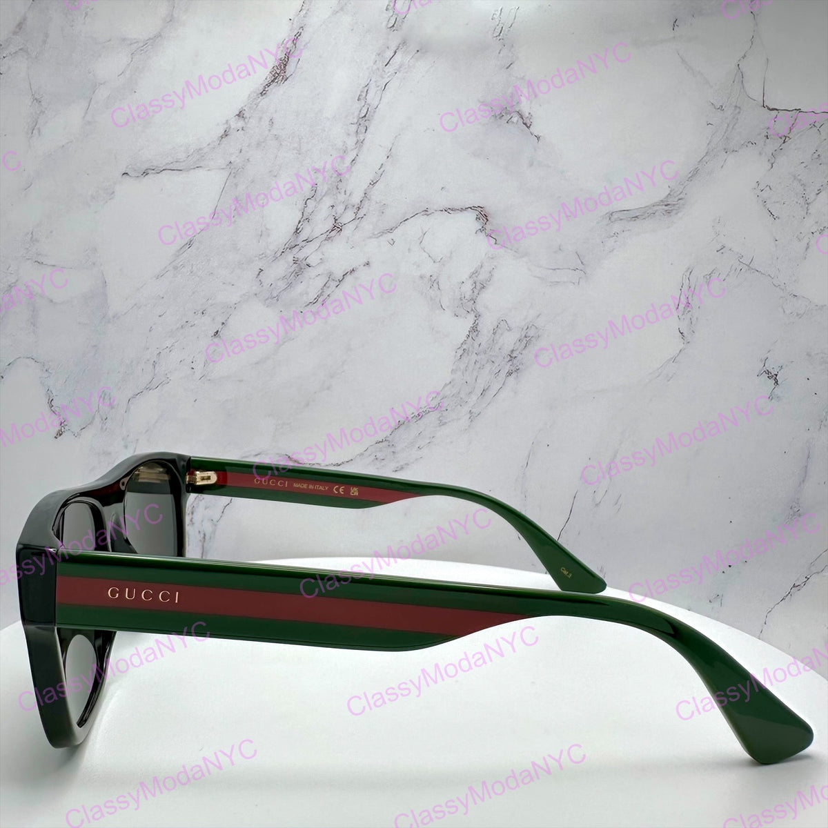 GUCCI GG0341S 002 Black Square Unisex Gray Polarized Web Sunglasses 4