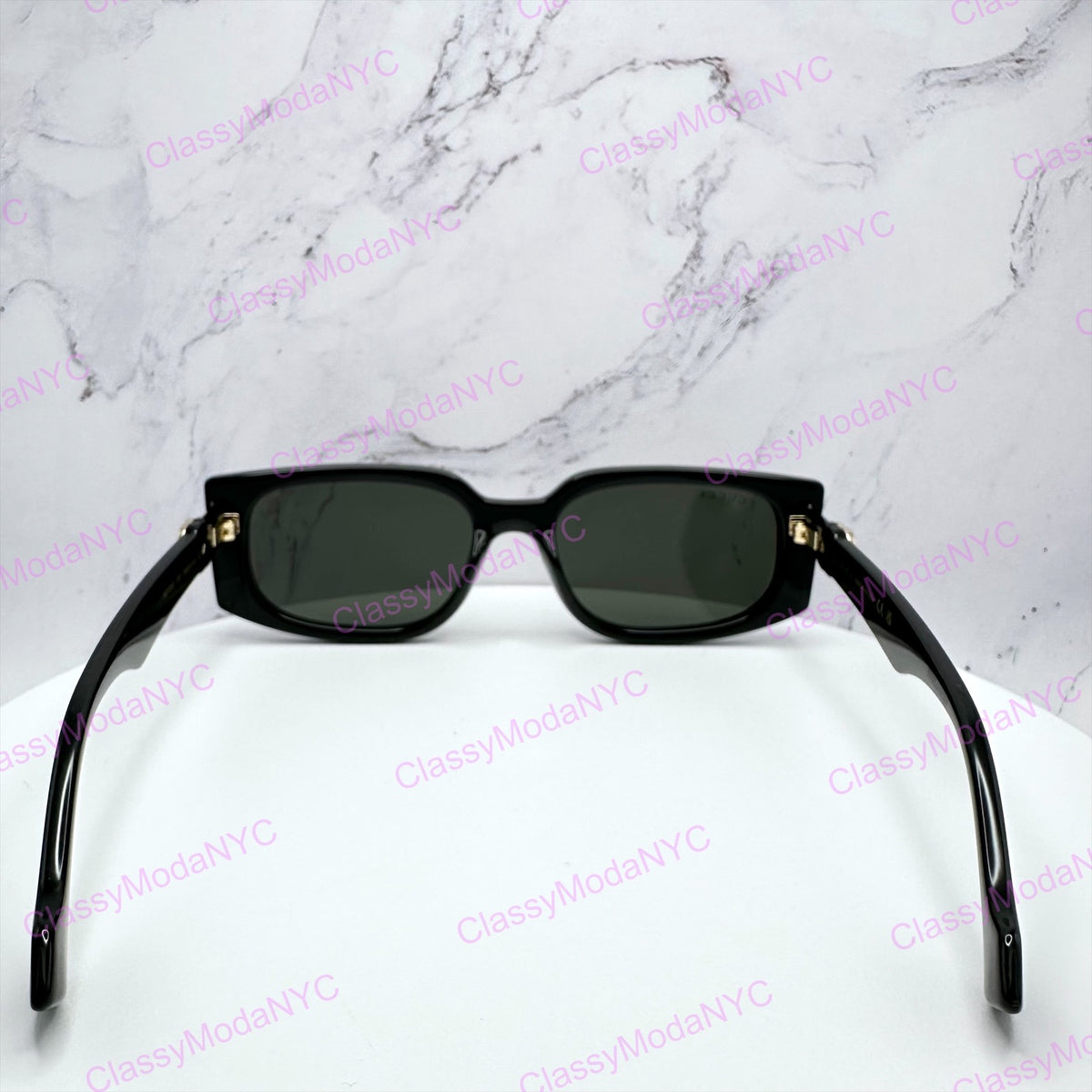GUCCI GG1534S 001 Black Gold GG Square Rectangle Unisex Sunglasses Gray Lens