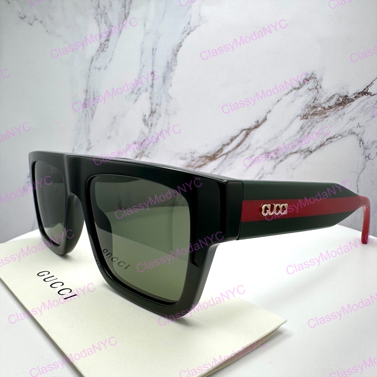 GUCCI GG1868S 001 Black Square Aviator Oversized Men’s Sunglasses Gray Lens