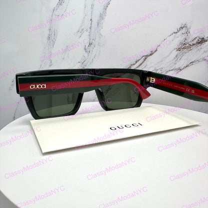 GUCCI GG1868S 001 Black Square Aviator Oversized Men’s Sunglasses Gray Lens 