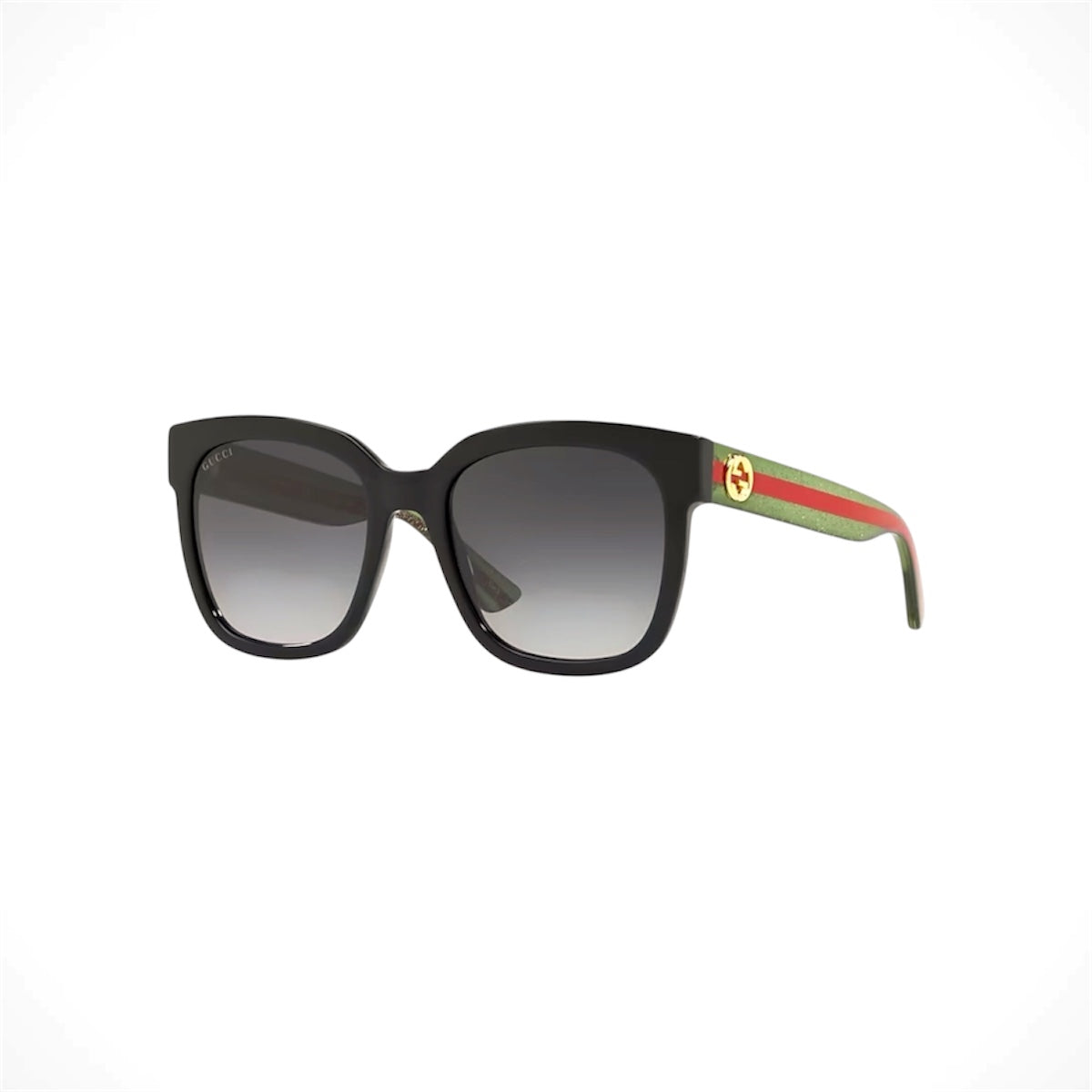 Gucci GG0034SN 002 women's black oversized square sunglasses with web temples
