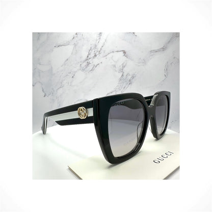 Gucci GG1300S 004 women's black matte square acetate sunglasses with web temples