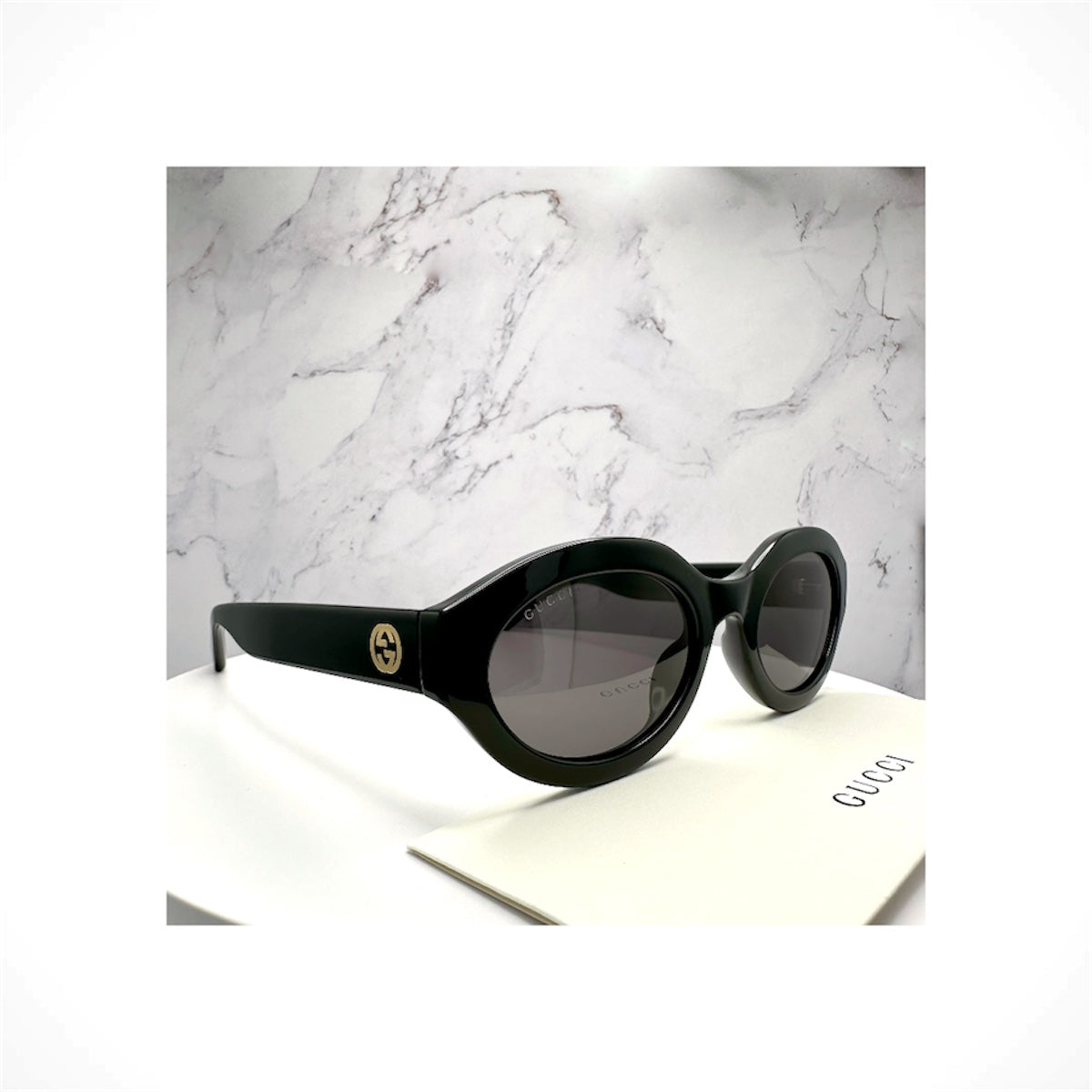 Gucci GG1579S 001 Women's Black Slim Oval Sunglasses