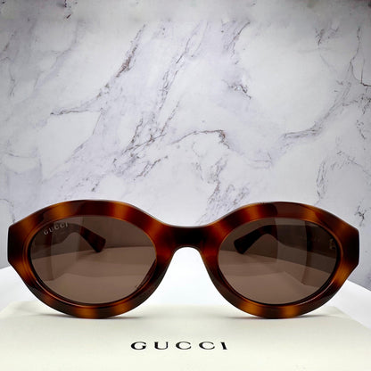 Gucci GG1579S 002 brown oval front frame sunglasses