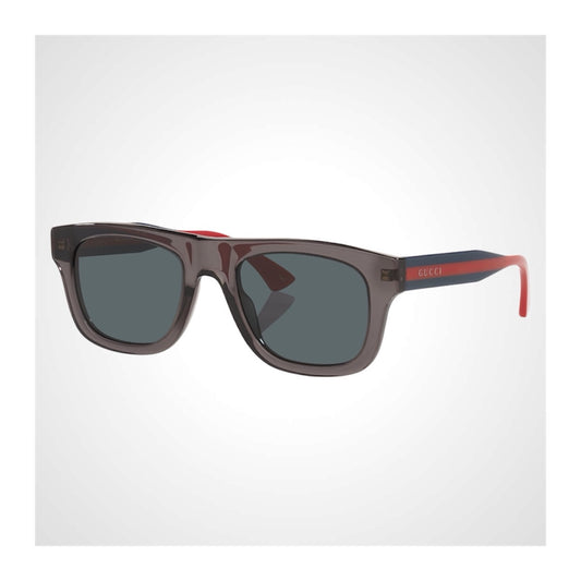 Gucci GG1991S 004 mens square aviator sunglasses with grey frame and red and blue striped arms 