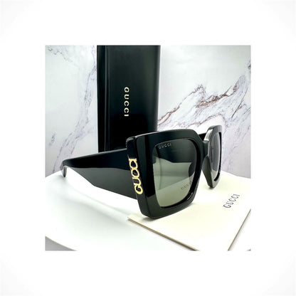 Gucci GG2039S 001 women's black oversized square butterfly sunglasses