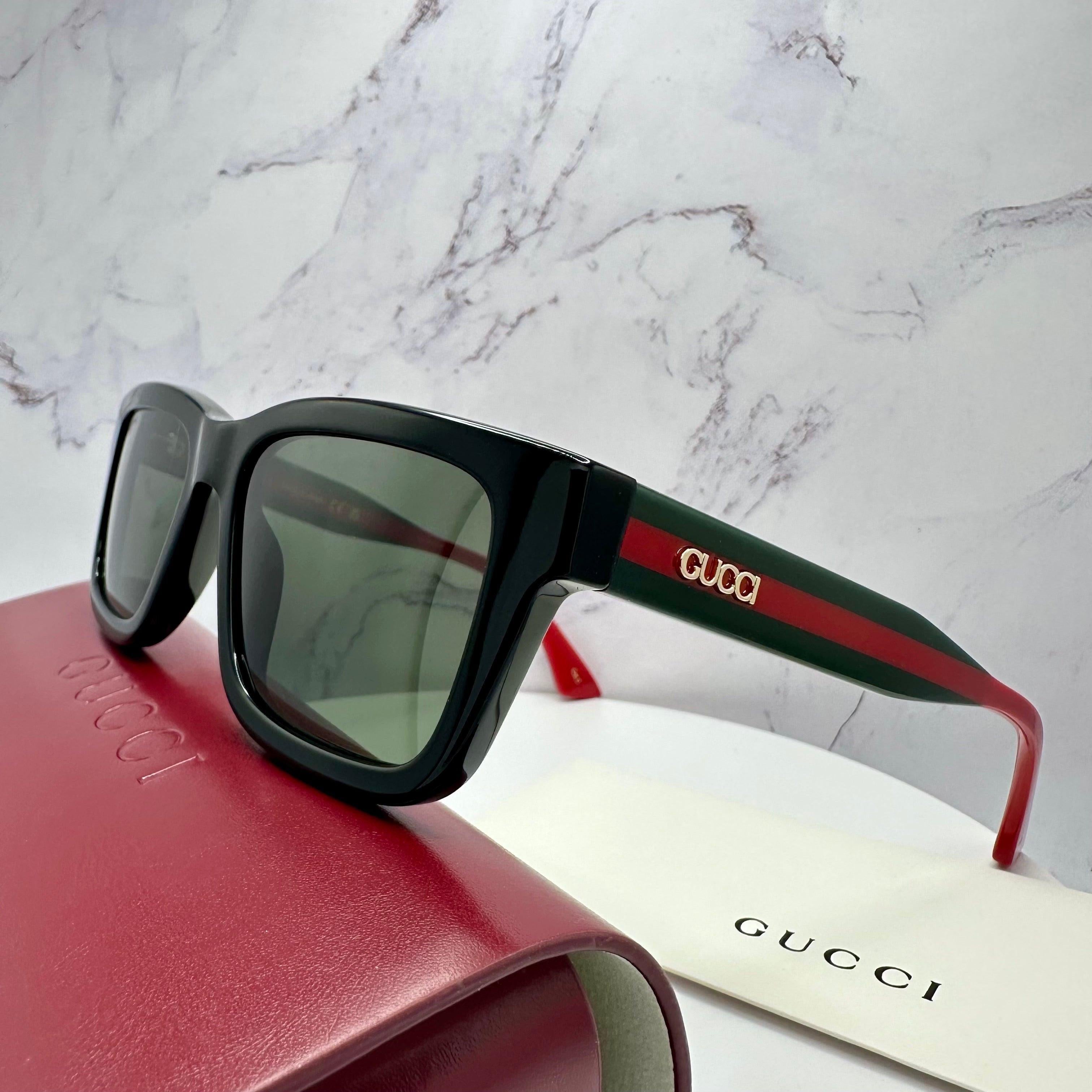 GUCCI GG1869S 001 black red green striped sunglasses for men 