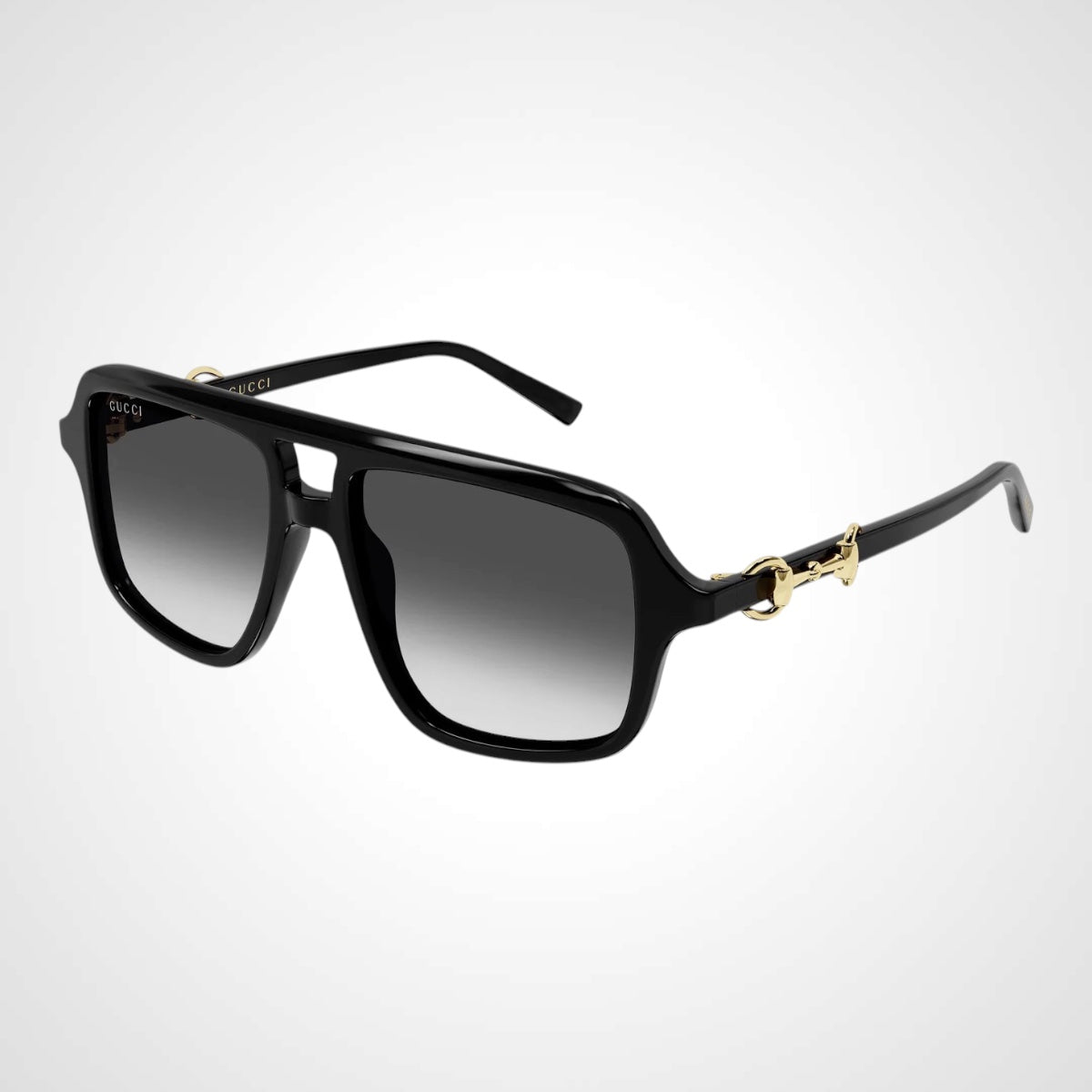 GG2052S 001 navigator horsebit Gucci black sunglasses side view gradient lens