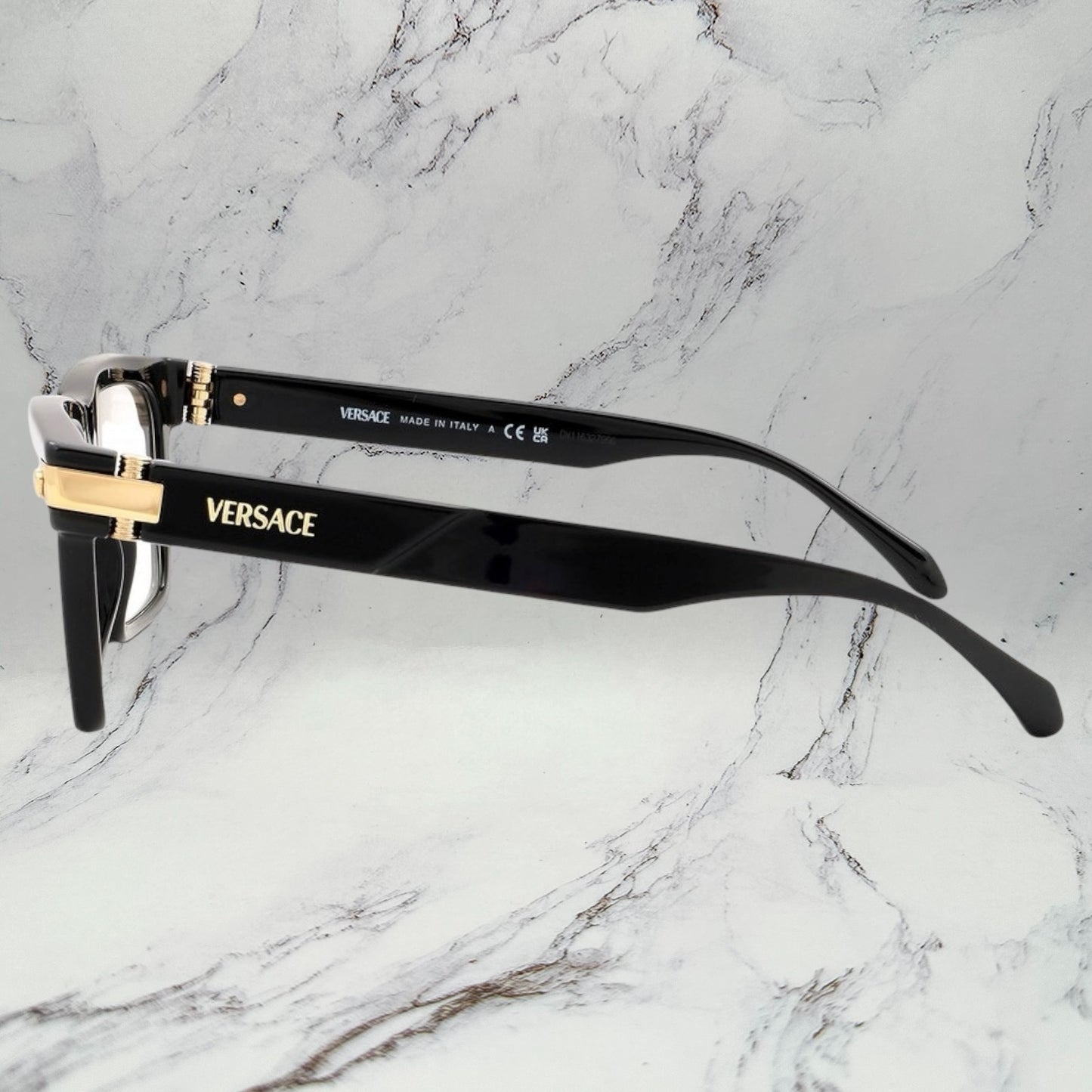 Versace Eyeglasses Black Square Gold Medusa VE3354 GB1