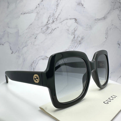 Gucci GG1337S 001 black square oversized frame gradient grey sunglasses