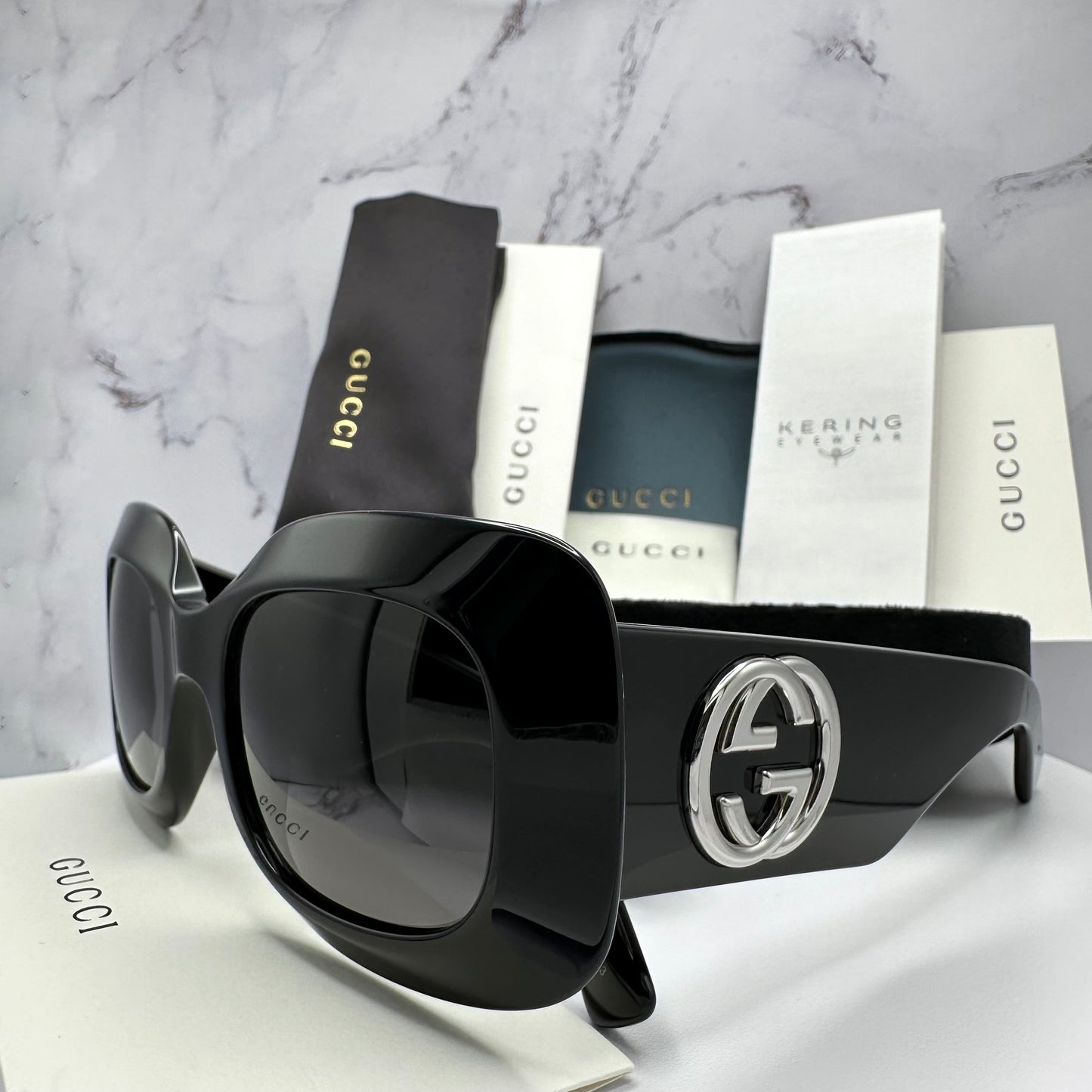 GUCCI Sunglasses Black Silver GG Logo GG1695S 001