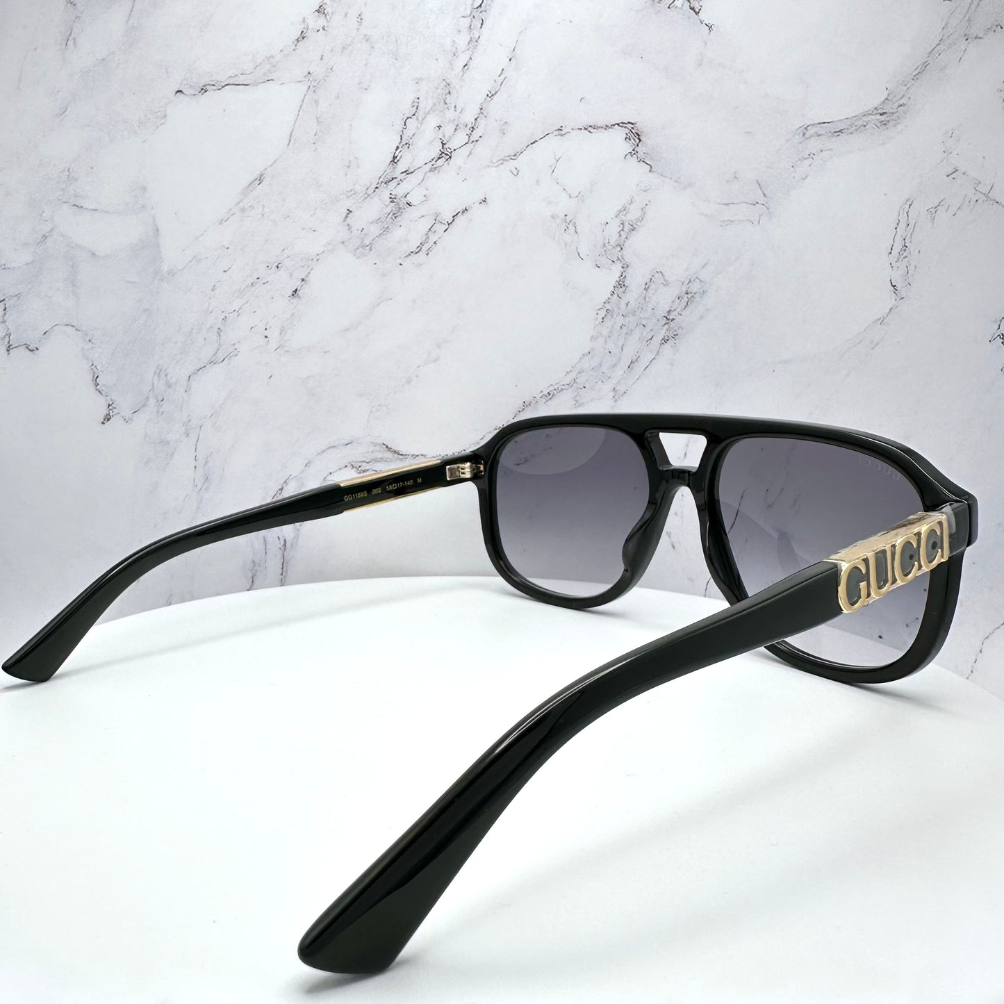 Gucci Sunglasses Aviator Pilot Black Gold Letter Logo GG1188S