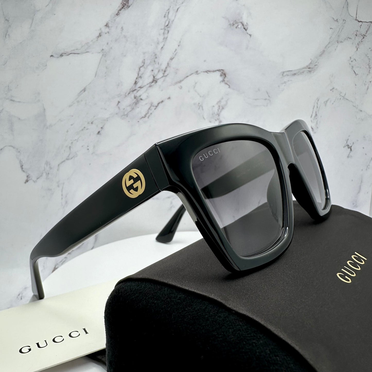 Gucci Black Gold Sunglasses GG Logo GG1714S 001