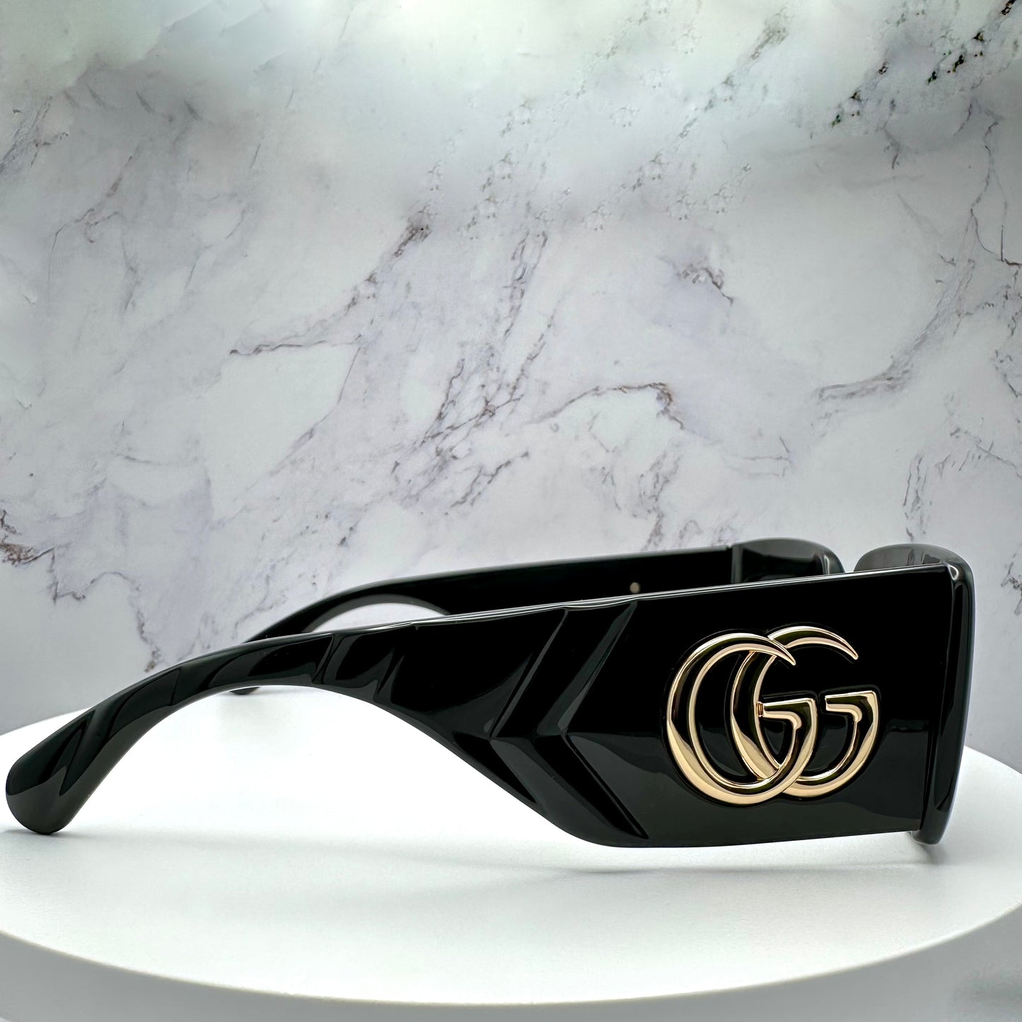 Gucci Sunglasses GG0811S Black Gold GG Logo Signature Matelassé