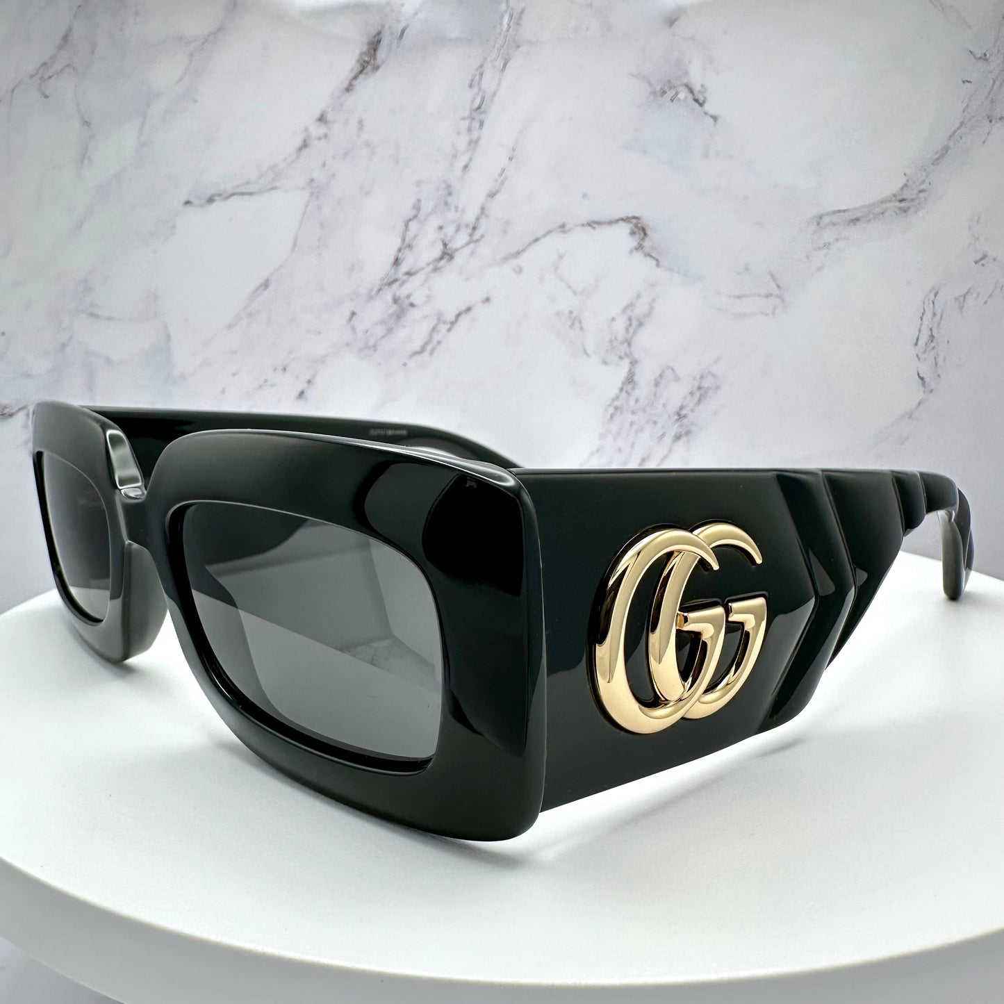 Gucci Sunglasses GG0811S Black Gold GG Logo Signature Matelassé