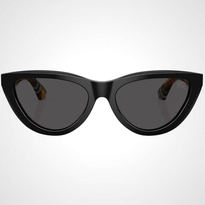 Burberry BE4436U 418887 black cat eye check arm women's sunglasses front view